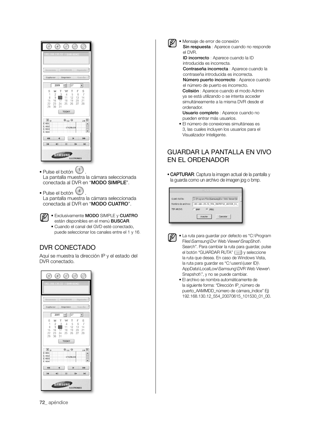 Samsung SHR-6040P, SHR-6042P manual Pulse el botón, 72 apéndice 