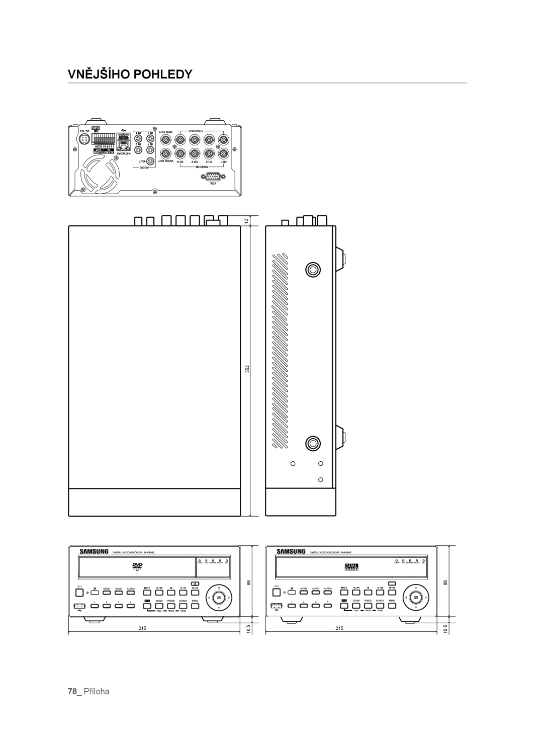 Samsung SHR-6040P, SHR-6042P manual Vnějšího Pohledy, 78 Příloha 