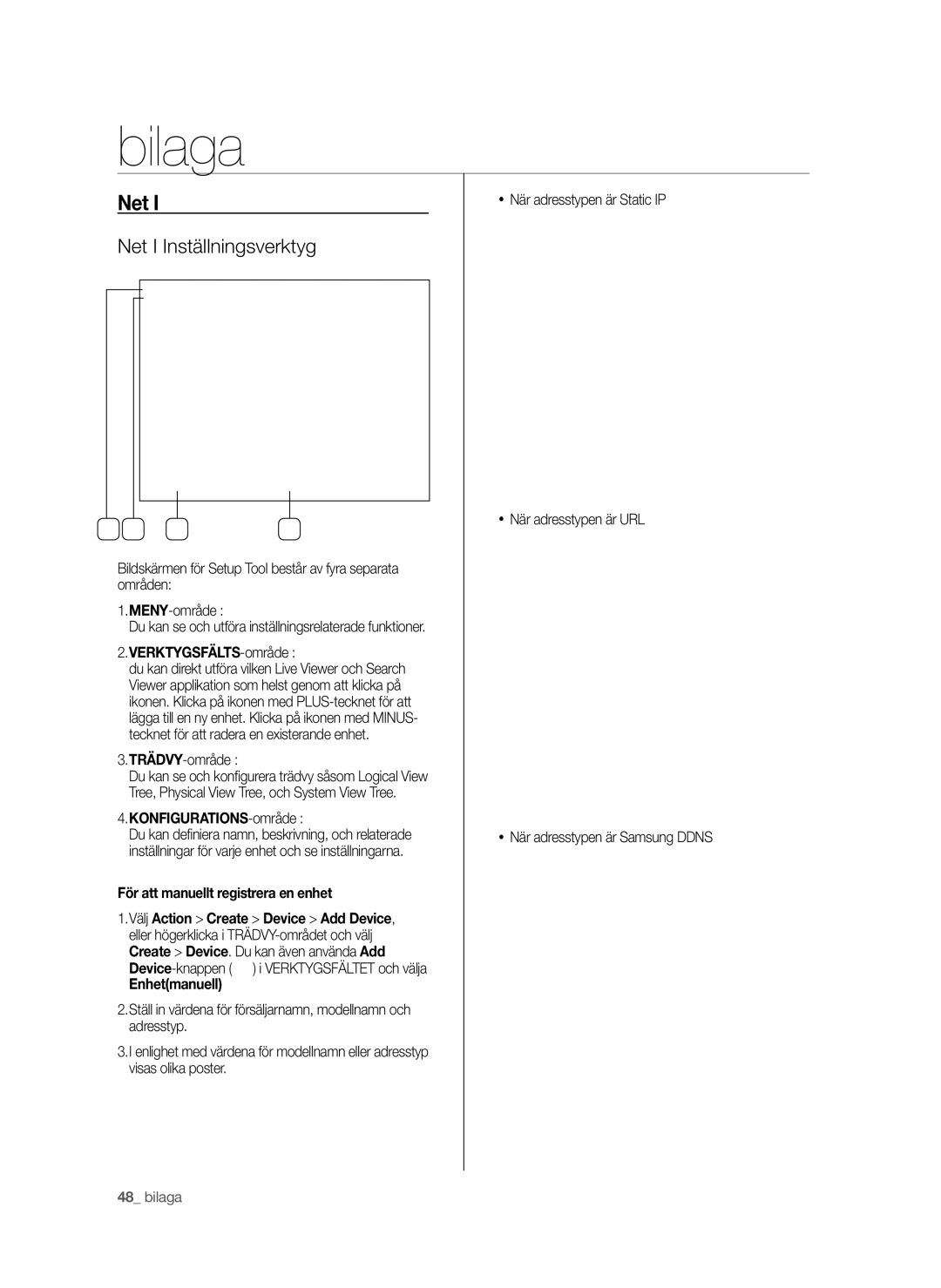 Samsung SHR-6042P manual Bilaga, Net I Inställningsverktyg 