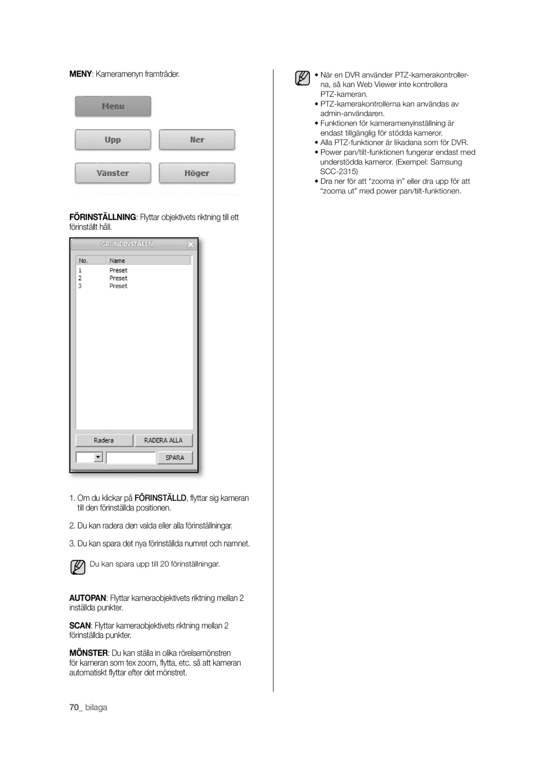 Samsung SHR-6042P manual Du kan spara upp till 20 förinställningar 