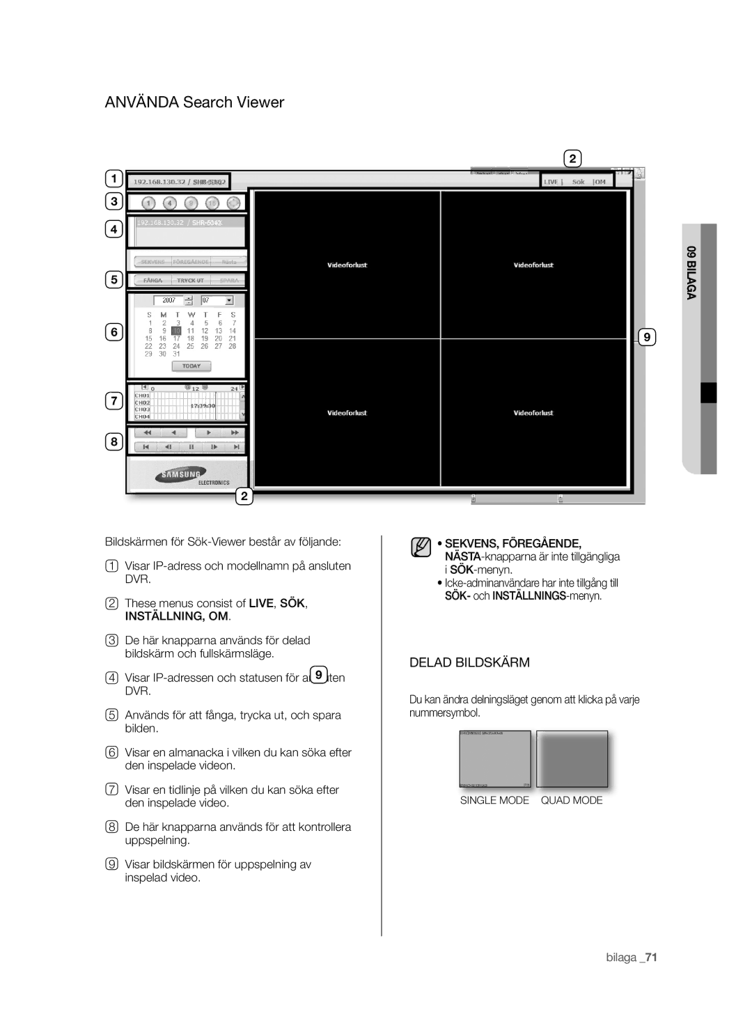 Samsung SHR-6042P manual Använda Search Viewer, SÖK-menyn 