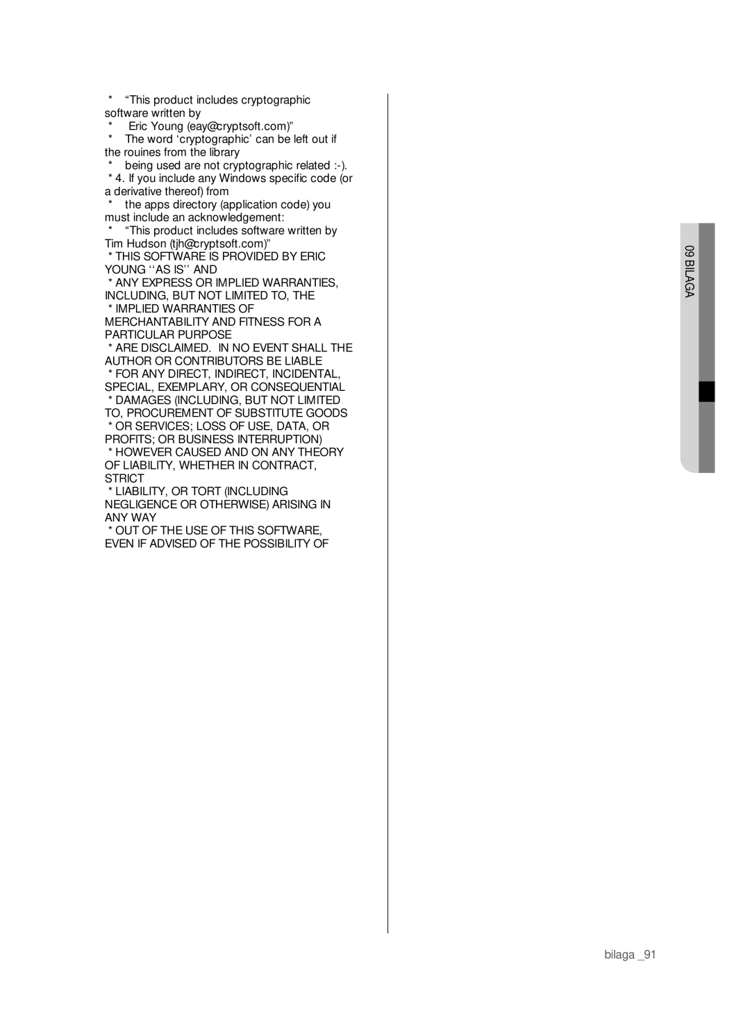 Samsung SHR-6042P manual This Software is Provided by Eric Young ‘‘AS IS’’ 