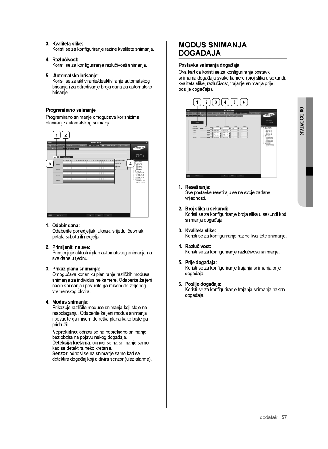 Samsung SHR-6042P manual Modus Snimanja Događaja 