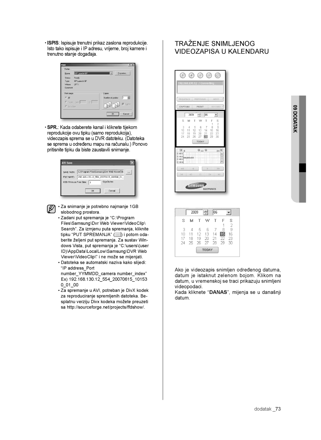 Samsung SHR-6042P manual Traženje Snimljenog Videozapisa U Kalendaru 