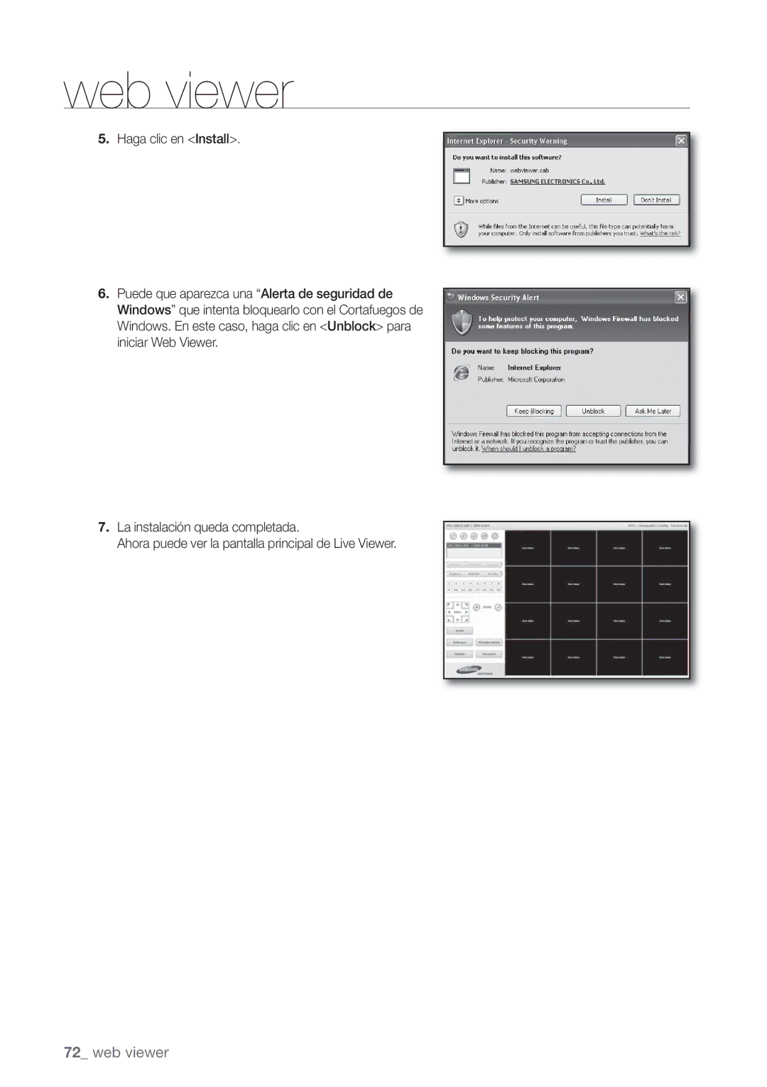 Samsung SHR-6080P, SHR-6160P, SHR-6082P, SHR-6162P manual Web viewer 