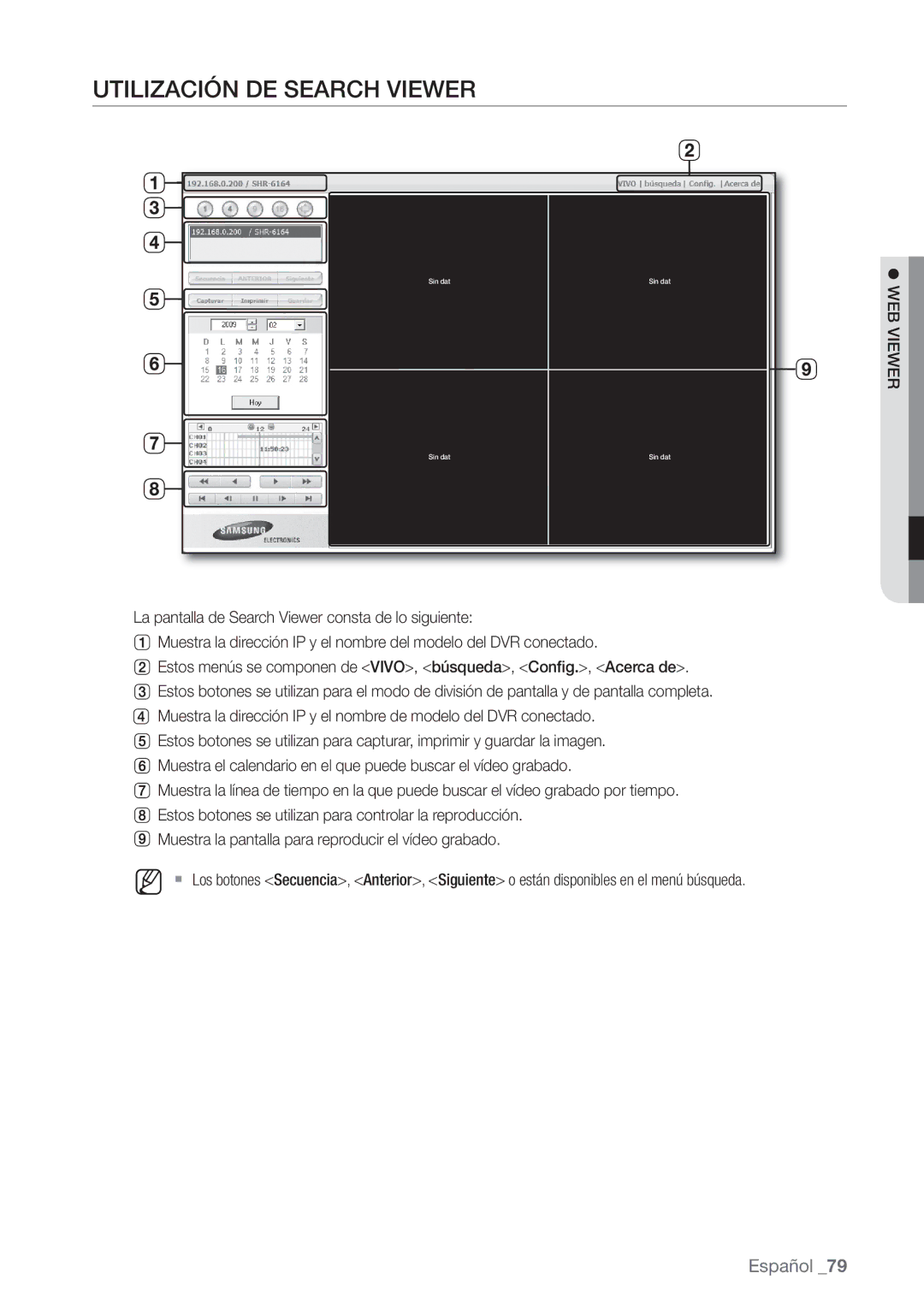 Samsung SHR-6162P, SHR-6080P, SHR-6160P, SHR-6082P manual Utilización DE Search Viewer 