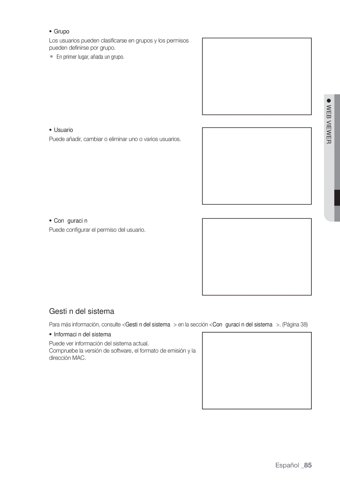 Samsung SHR-6160P, SHR-6080P, SHR-6082P, SHR-6162P manual Gestión del sistema 