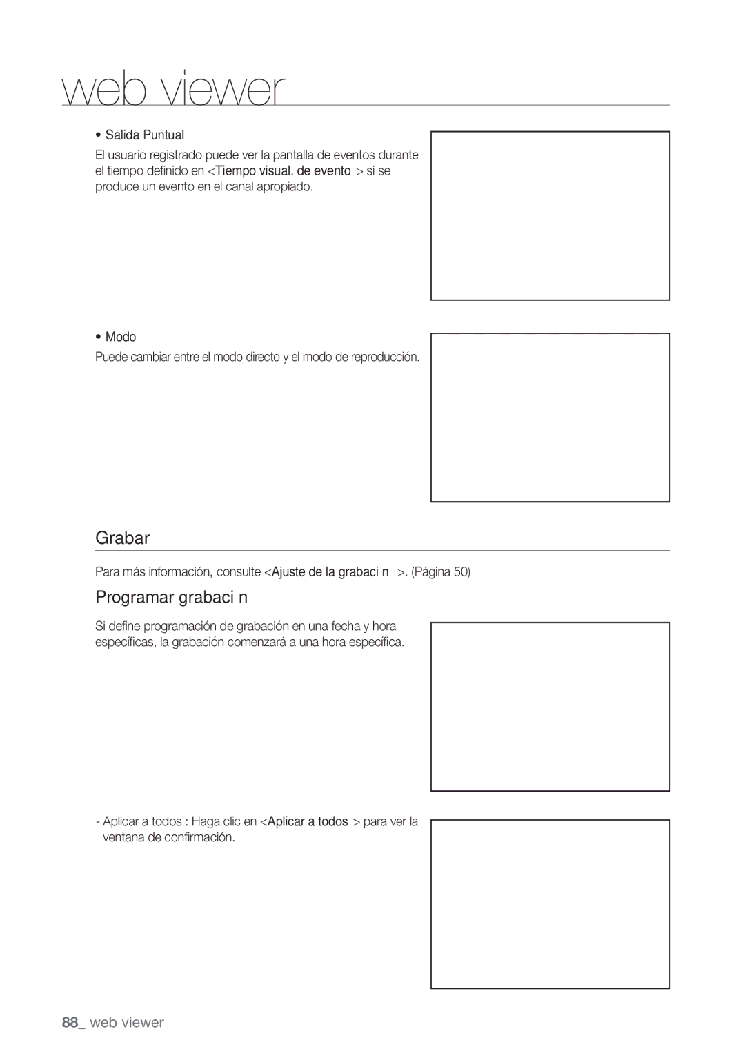 Samsung SHR-6080P, SHR-6160P, SHR-6082P, SHR-6162P manual Grabar, Programar grabación 