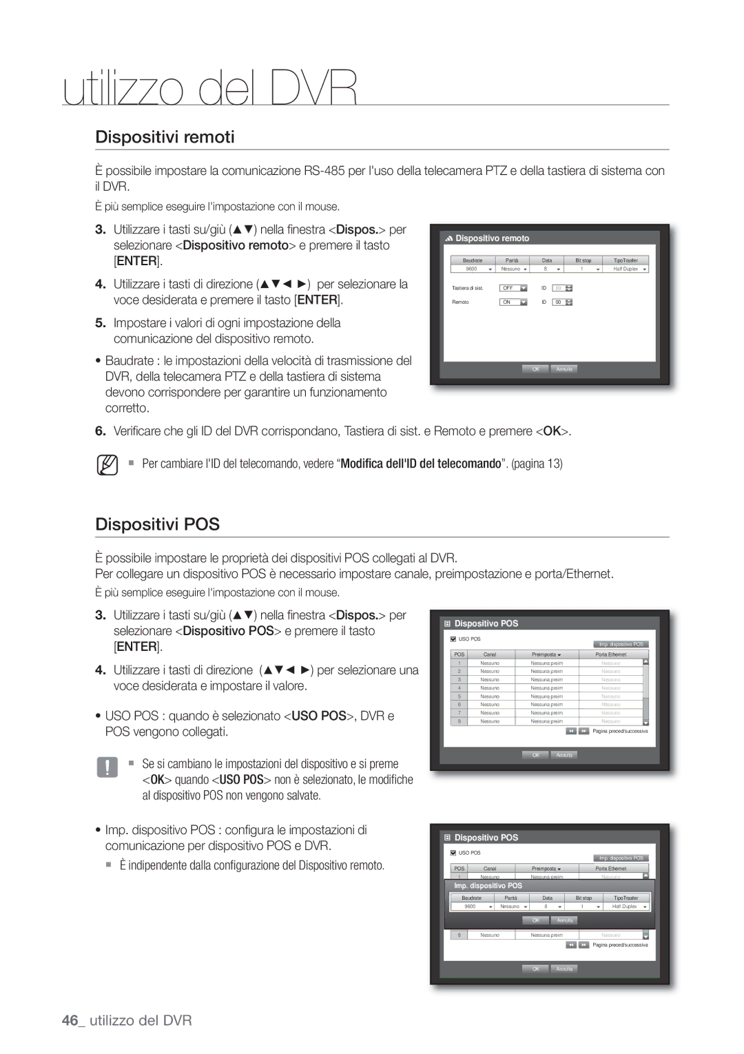 Samsung SHR-6082P, SHR-6162P manual Dispositivi remoti, Dispositivi POS, Dispositivo remoto, Imp Dispositivo POS 