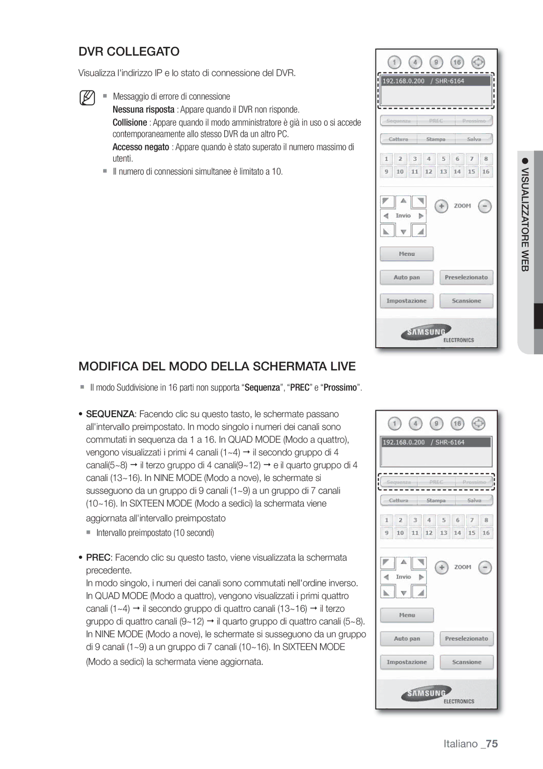 Samsung SHR-6162P, SHR-6082P manual DVR Collegato 