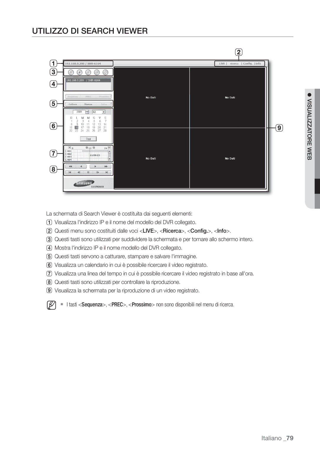 Samsung SHR-6162P, SHR-6082P manual Utilizzo DI Search Viewer 