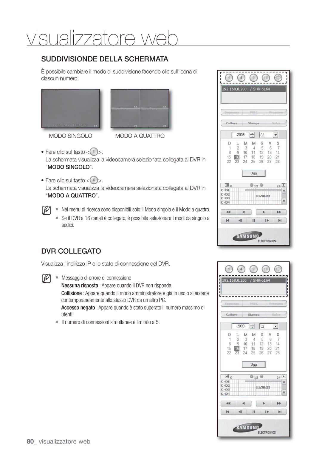 Samsung SHR-6082P, SHR-6162P manual Modo Singolo 