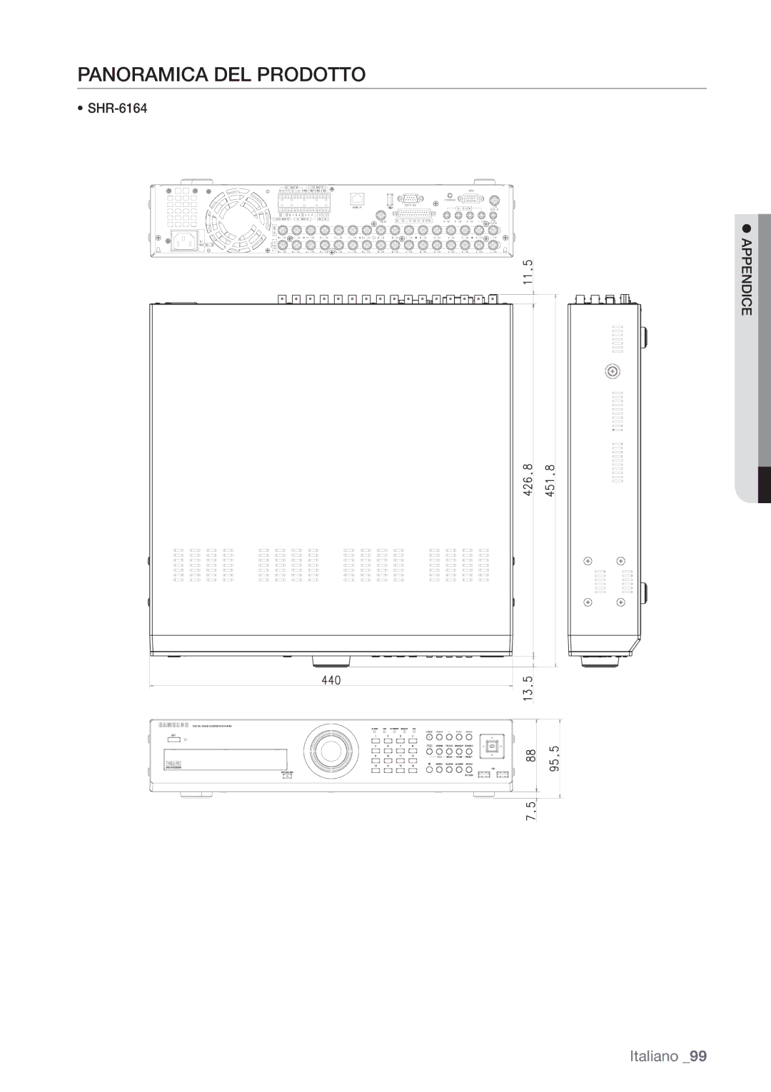 Samsung SHR-6162P, SHR-6082P manual Panoramica DEL Prodotto, SHR-6164 