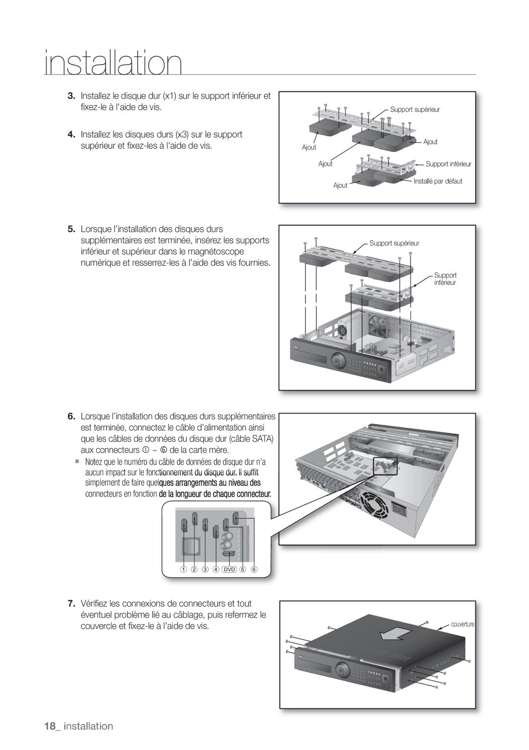 Samsung SHR-6162P, SHR-6164P manual Couvercle et ﬁ xez-le à laide de vis 