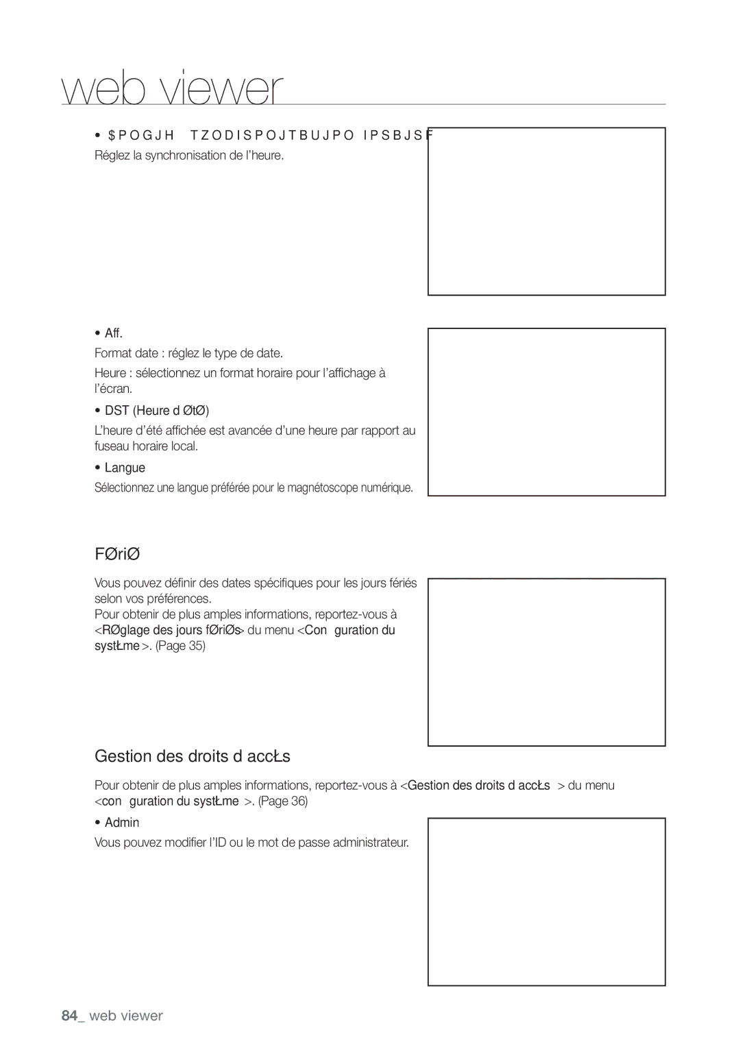 Samsung SHR-6162P, SHR-6164P manual Férié, Gestion des droits d’accès 