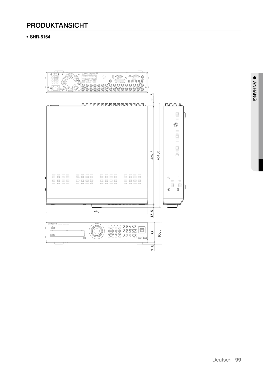 Samsung SHR-6162P, SHR-6163P, SHR-6080P, SHR-6160P, SHR-6082P manual Produktansicht, SHR-6164 