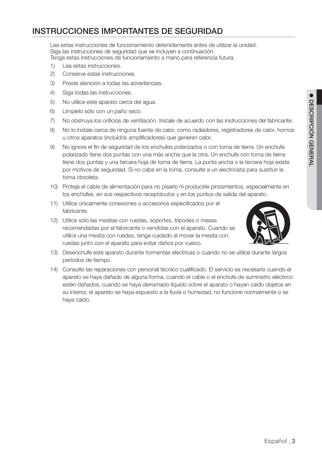 Samsung SHR-7082P, SHR-7162P, SHR-8082P, SHR-8162P Instrucciones Importantes DE Seguridad, Español,  Descripción General 