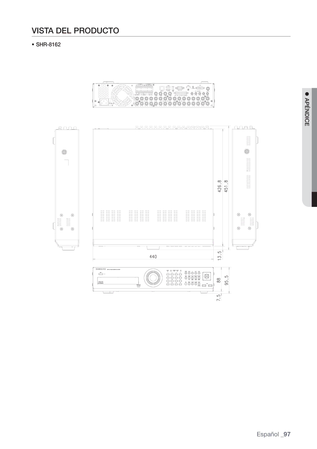 Samsung SHR-8082P, SHR-7162P, SHR-8162P, SHR-7082P, SHR-7080P, SHR-8080P manual Vista DEL Producto 