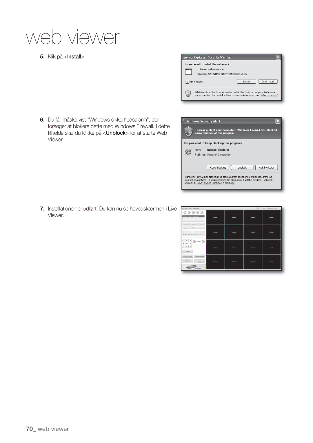 Samsung SHR-8162P, SHR-7162P, SHR-8082P, SHR-7082P manual Web viewer 