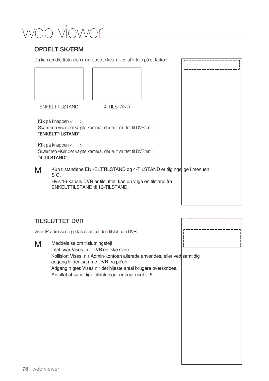 Samsung SHR-8162P, SHR-7162P, SHR-8082P, SHR-7082P manual ENKELTTILSTAND4-TILSTAND, Enkelttilstand 