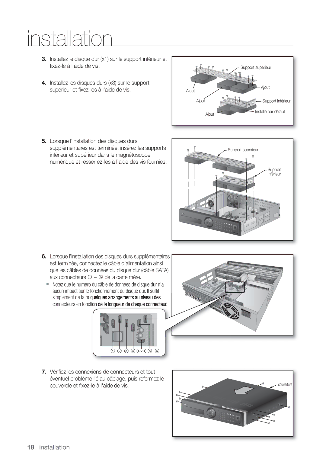 Samsung SHR-8082P, SHR-8162P, SHR-7082P manual Couvercle et ﬁ xez-le à laide de vis 