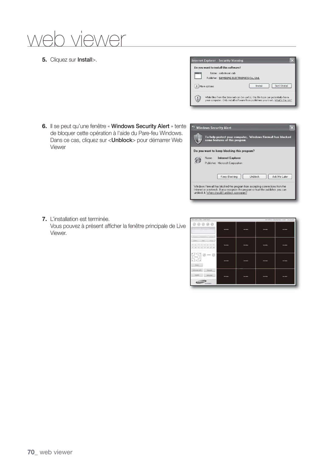 Samsung SHR-8162P, SHR-8082P, SHR-7082P manual Web viewer 