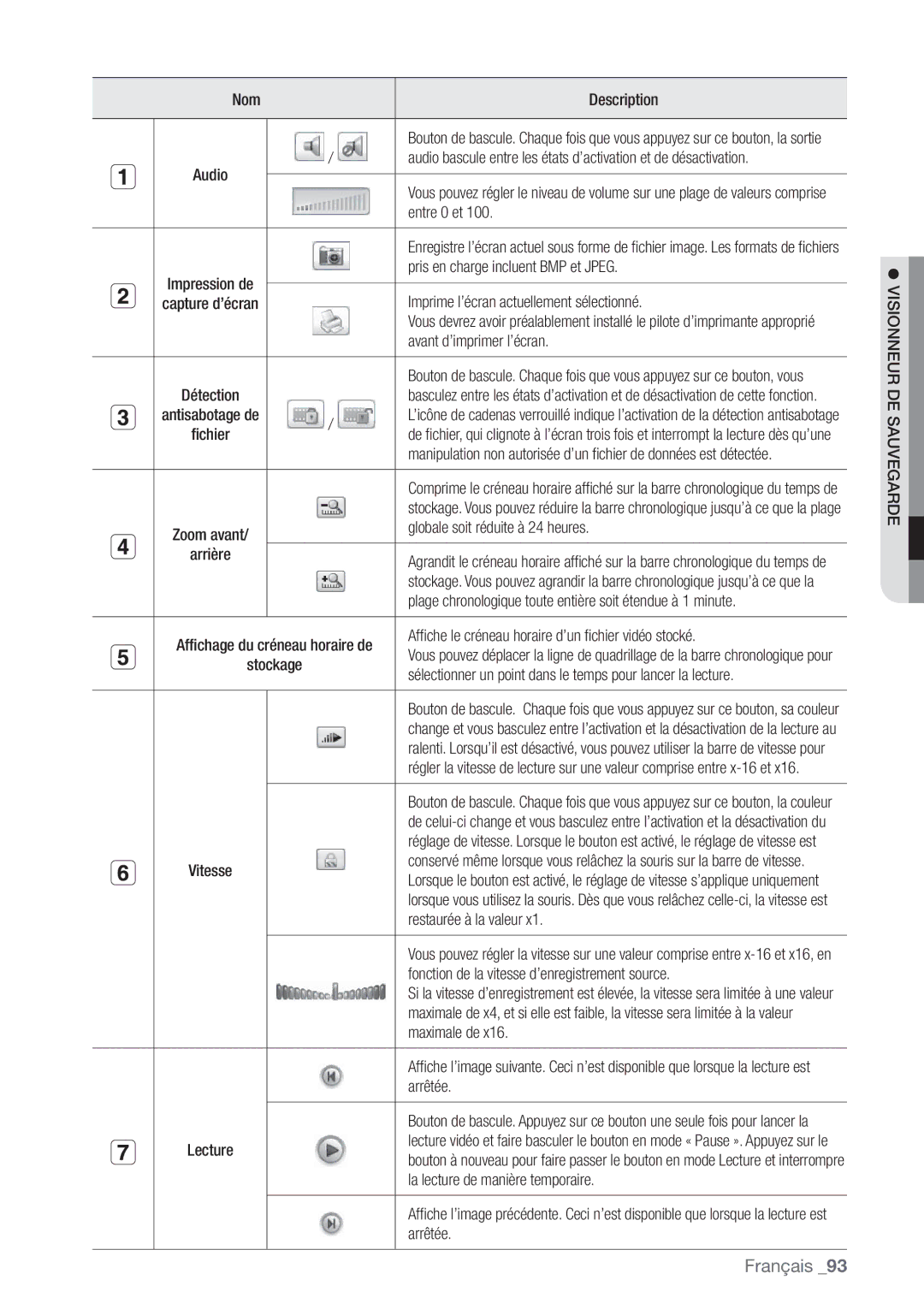 Samsung SHR-8082P, SHR-8162P, SHR-7082P manual  Visionneur DE Sauvegarde 