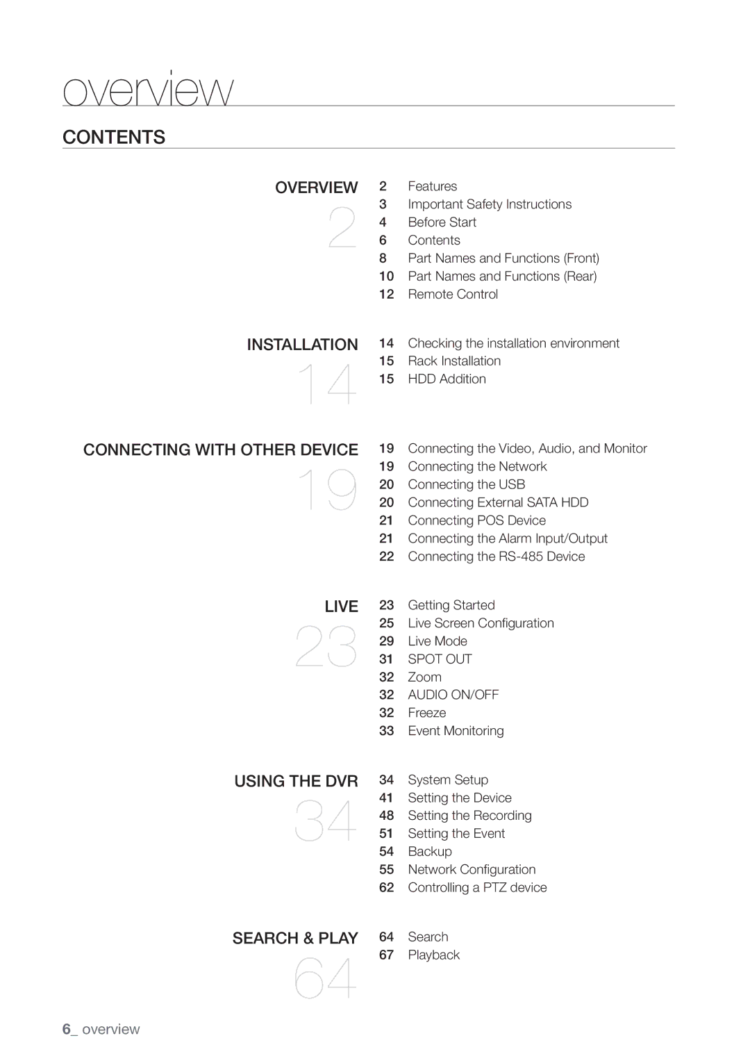 Samsung SHR-7160P, SHR-8160P, SHR-7162P, SHR-8082P, SHR-8162P, SHR-7082P, SHR-7080P, SHR-8080P manual Contents 