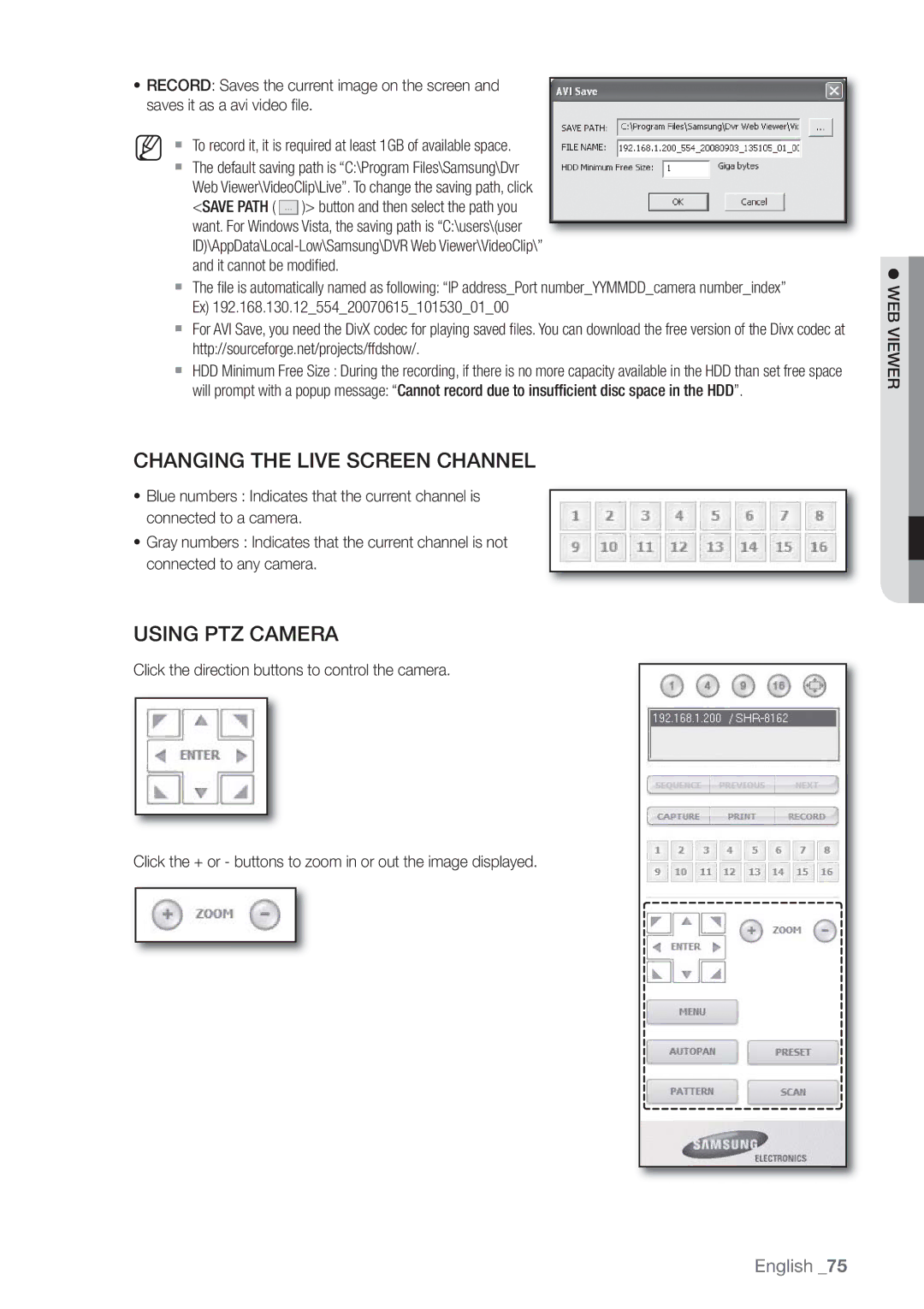 Samsung SHR-8162P, SHR-8160P, SHR-7162P, SHR-8082P, SHR-7082P, SHR-7080P, SHR-7160P, SHR-8080P Changing the Live Screen Channel 