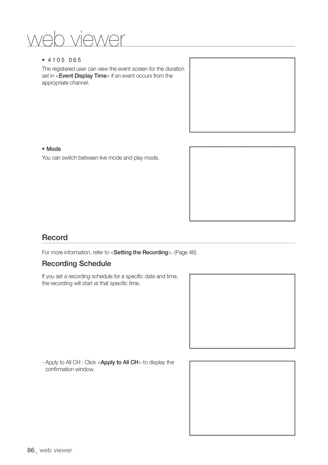 Samsung SHR-7160P, SHR-8160P, SHR-7162P manual Recording Schedule, For more information, refer to Setting the Recording 