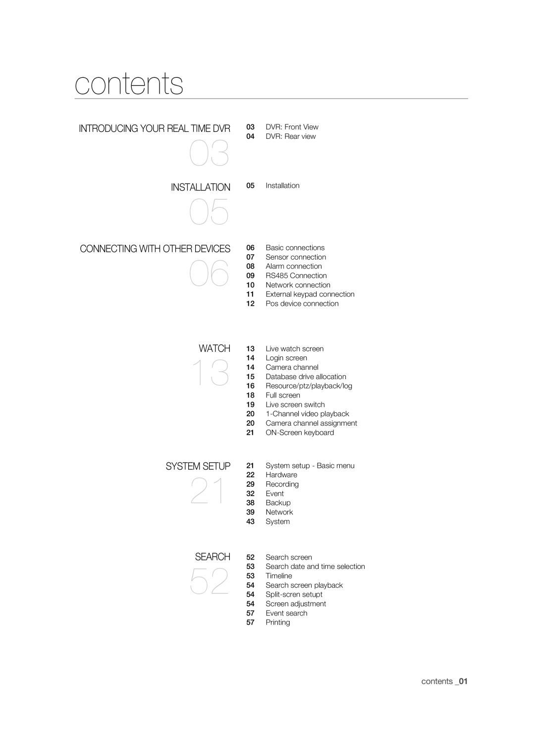 Samsung SHR-9716 user manual Contents 