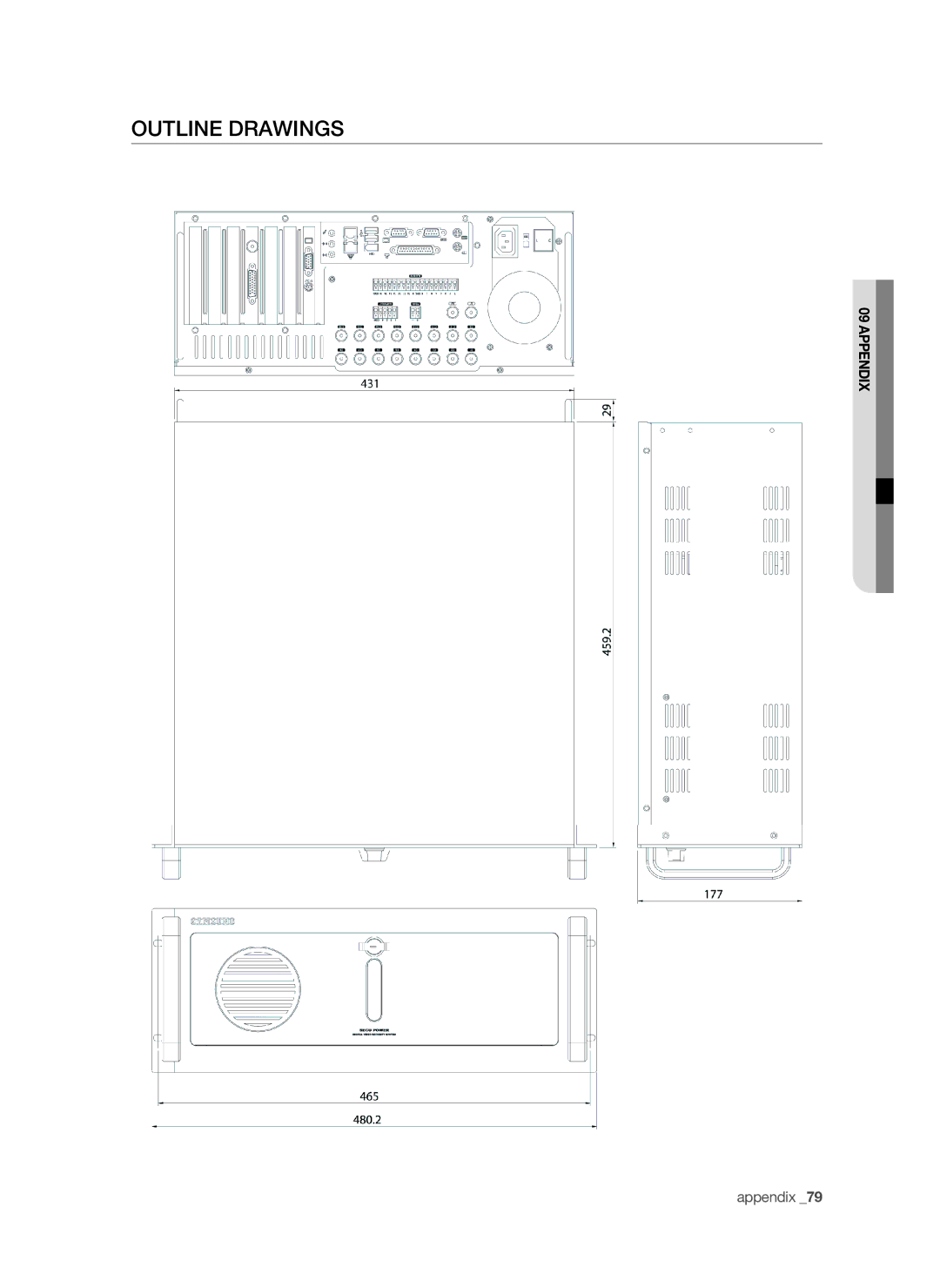 Samsung SHR-9716 user manual Outline drawings 