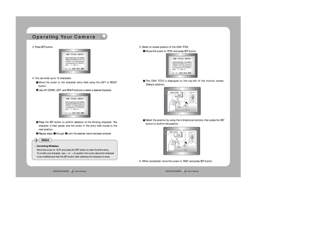 Samsung SID-500 user manual When completed, move the cursor to END and press SET button, Correcting Mistakes 