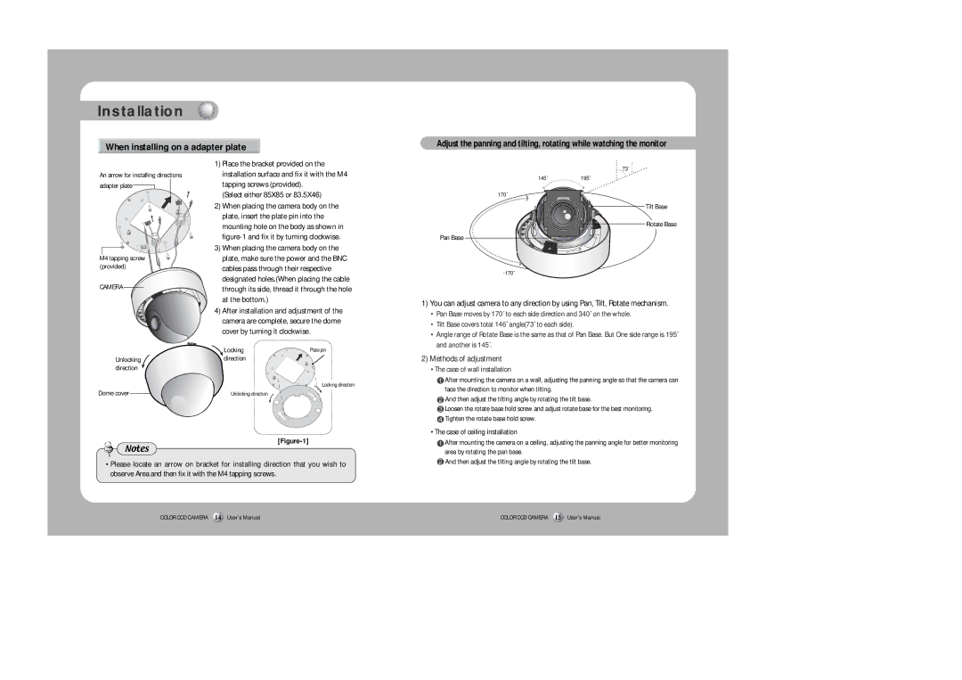 Samsung SID-500 user manual When installing on a adapter plate, Select either 85X85 or 