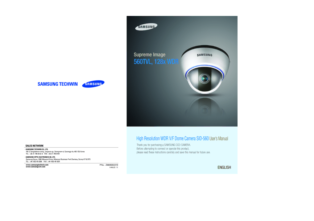 Samsung SID-560 user manual 560TVL, 128x WDR 