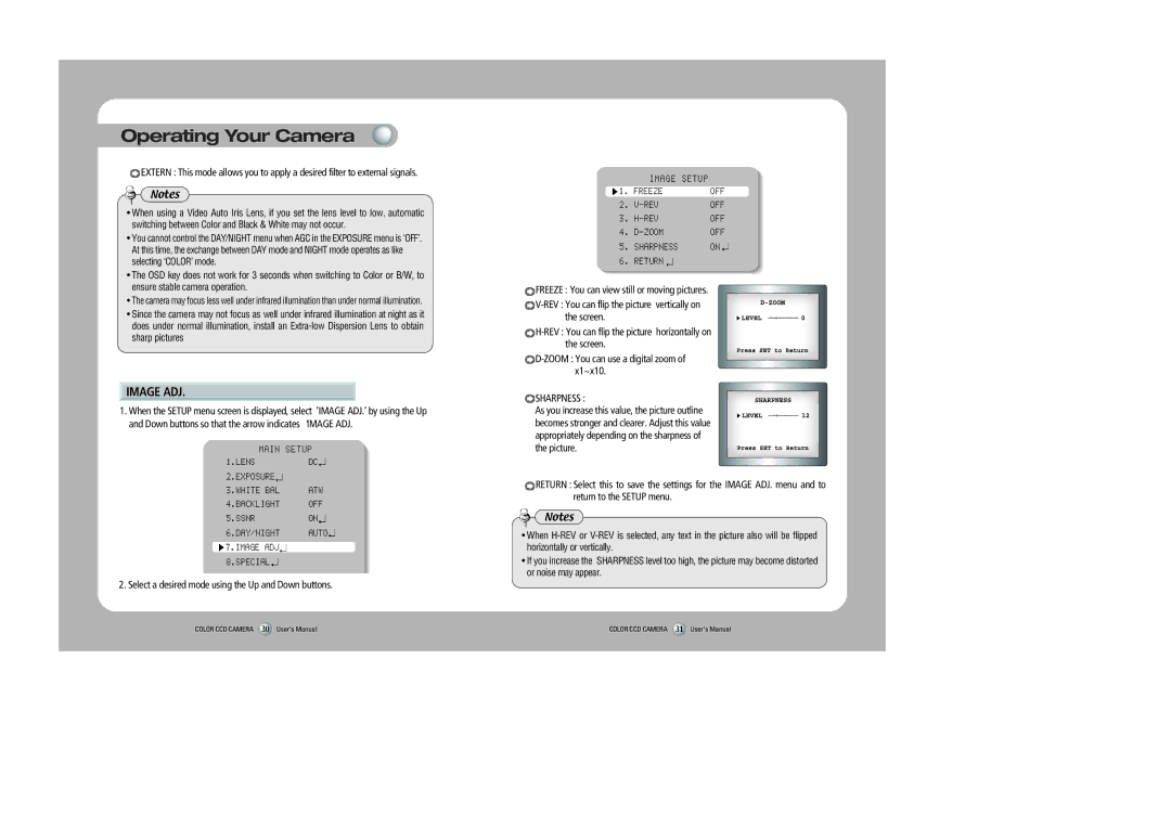 Samsung SID-560 user manual Image ADJ, Sharpness 