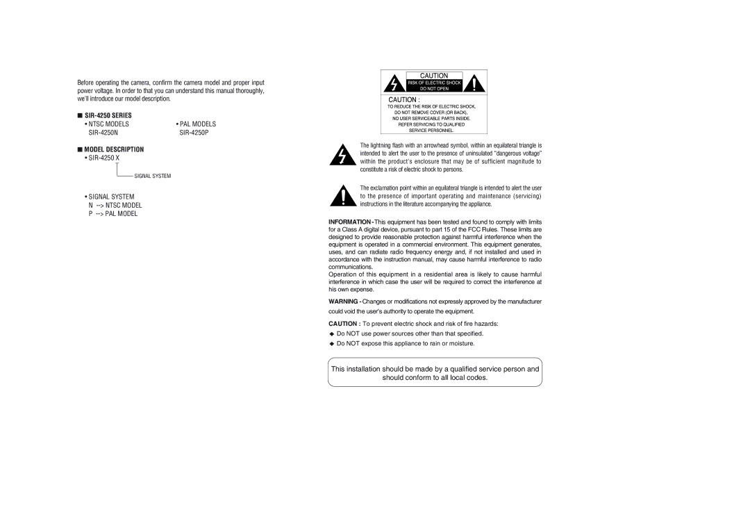 Samsung user manual SIR-4250 Series 