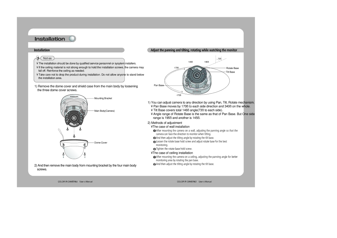 Samsung SIR-4250 user manual Installation 