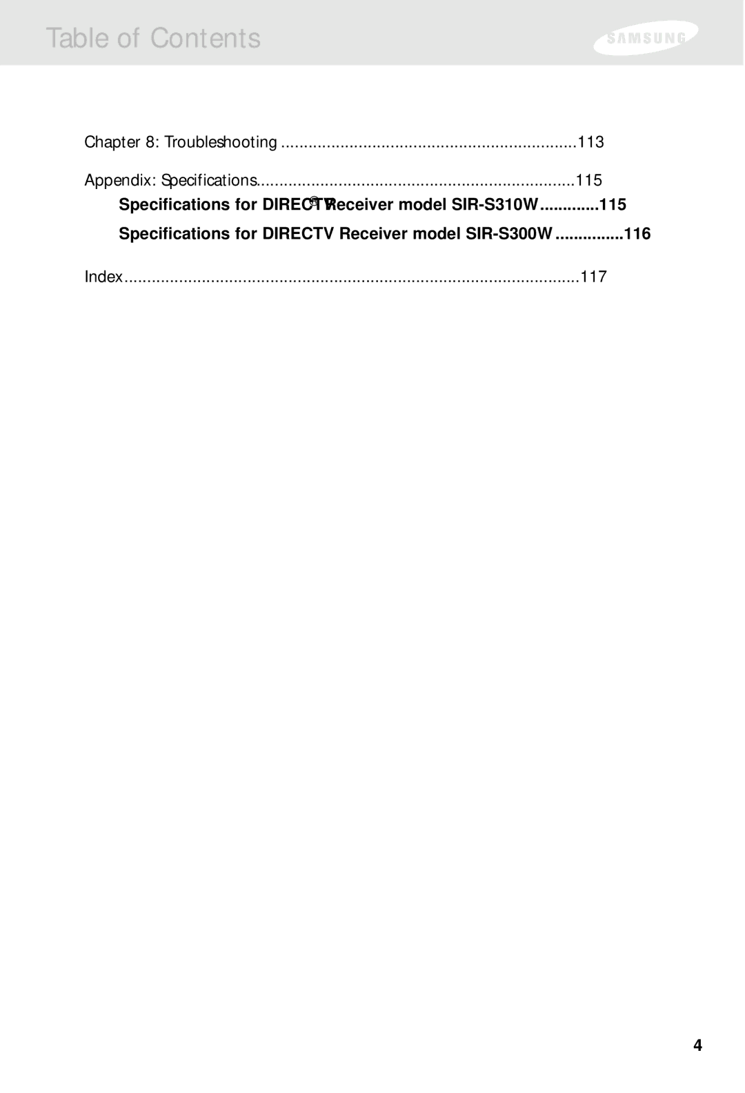 Samsung SIR-S300W, SIR-S310W owner manual 113 