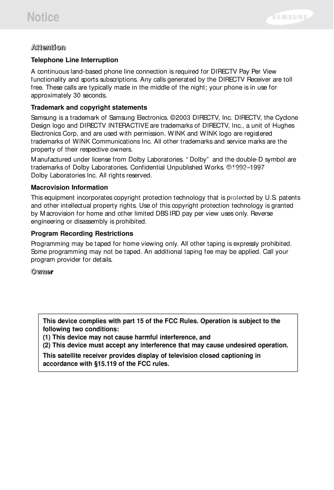 Samsung SIR-S300W, SIR-S310W owner manual For Hardware 