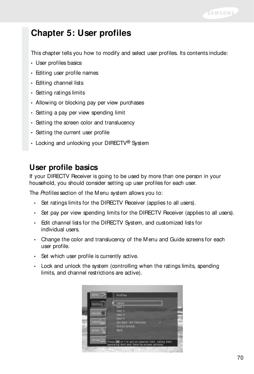 Samsung SIR-S300W, SIR-S310W owner manual User profiles, User profile basics 