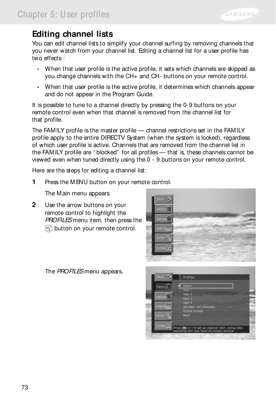 Samsung SIR-S310W, SIR-S300W owner manual Editing channel lists 