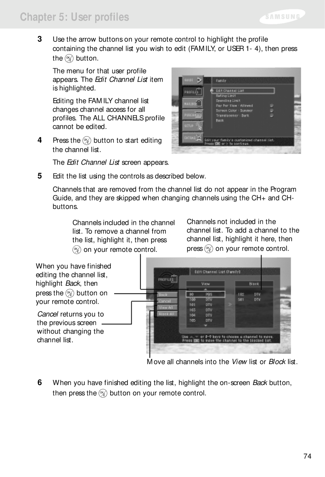 Samsung SIR-S300W, SIR-S310W owner manual User profiles 