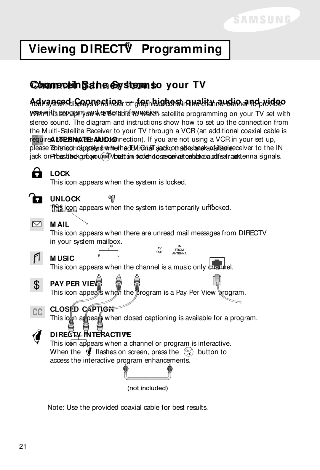 Samsung SIR-S60W owner manual Channel Banner Icons, Alternate Audio 