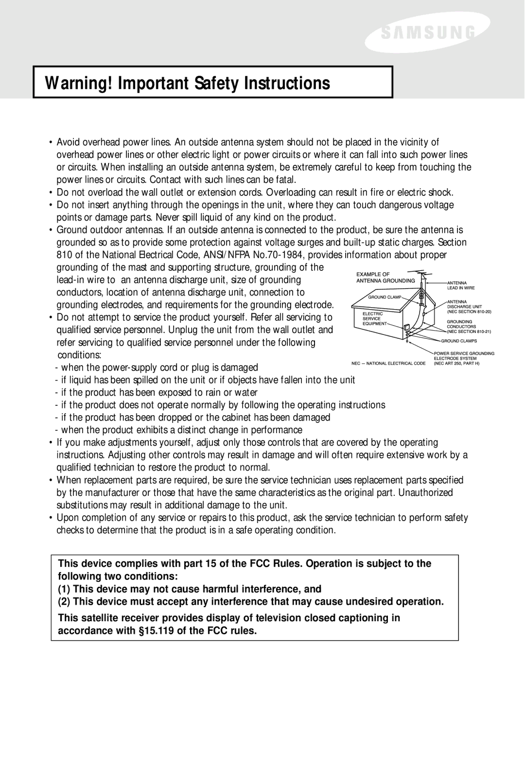 Samsung SIR-S60W owner manual 