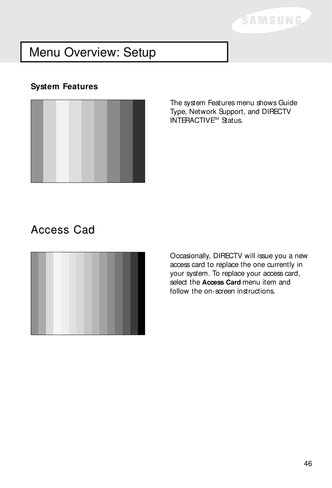 Samsung SIR-S60W owner manual Access Card, System Features 