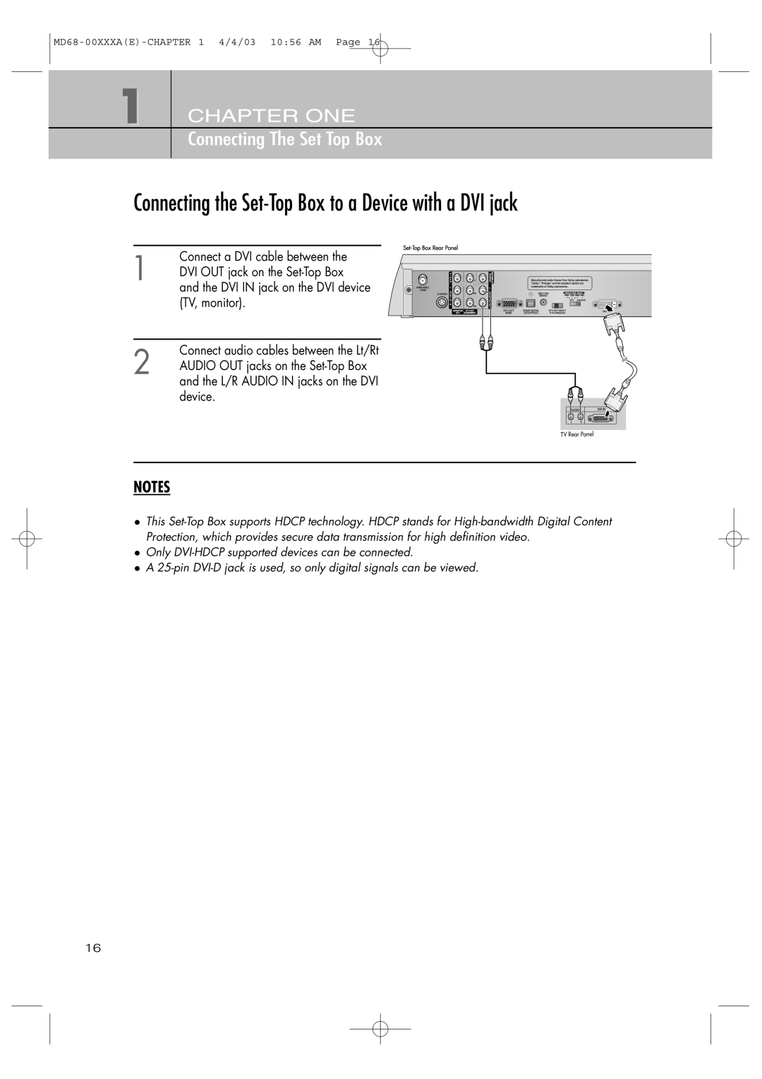 Samsung SIR-T351 manual Connecting the Set-Top Box to a Device with a DVI jack 