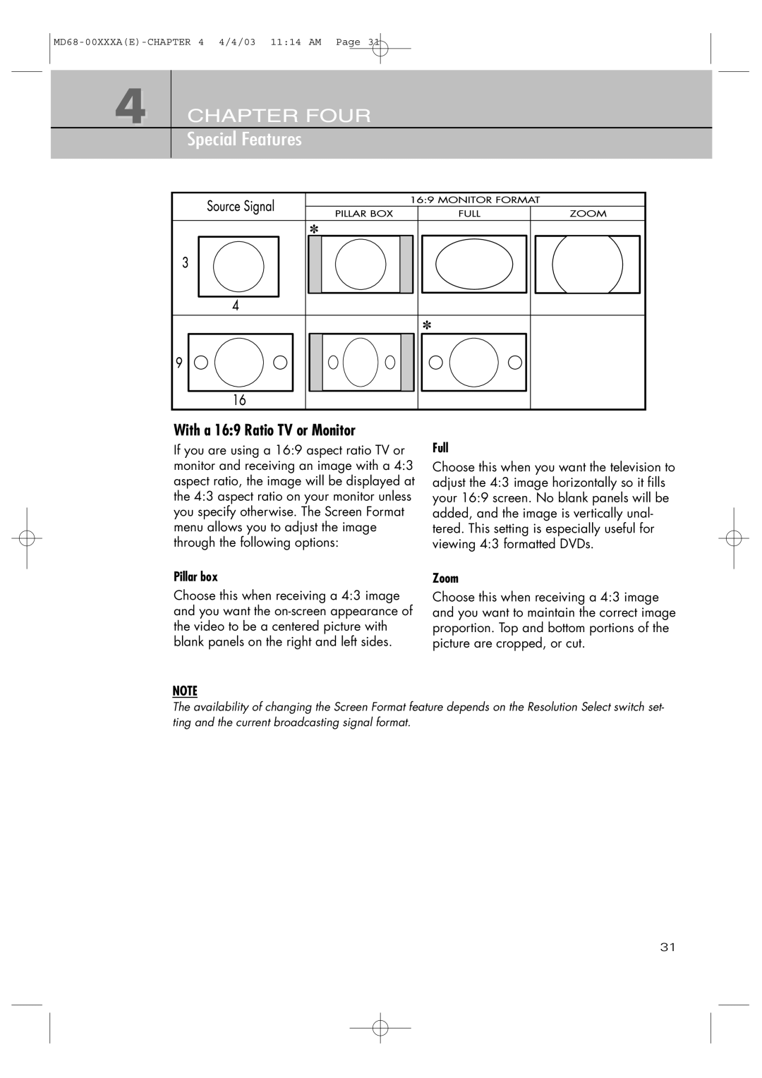 Samsung SIR-T351 manual With a 169 Ratio TV or Monitor, Pillar box 