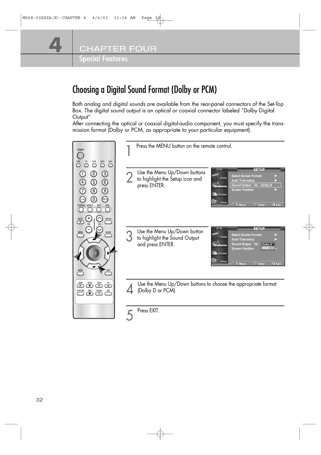 Samsung SIR-T351 manual Choosing a Digital Sound Format Dolby or PCM 