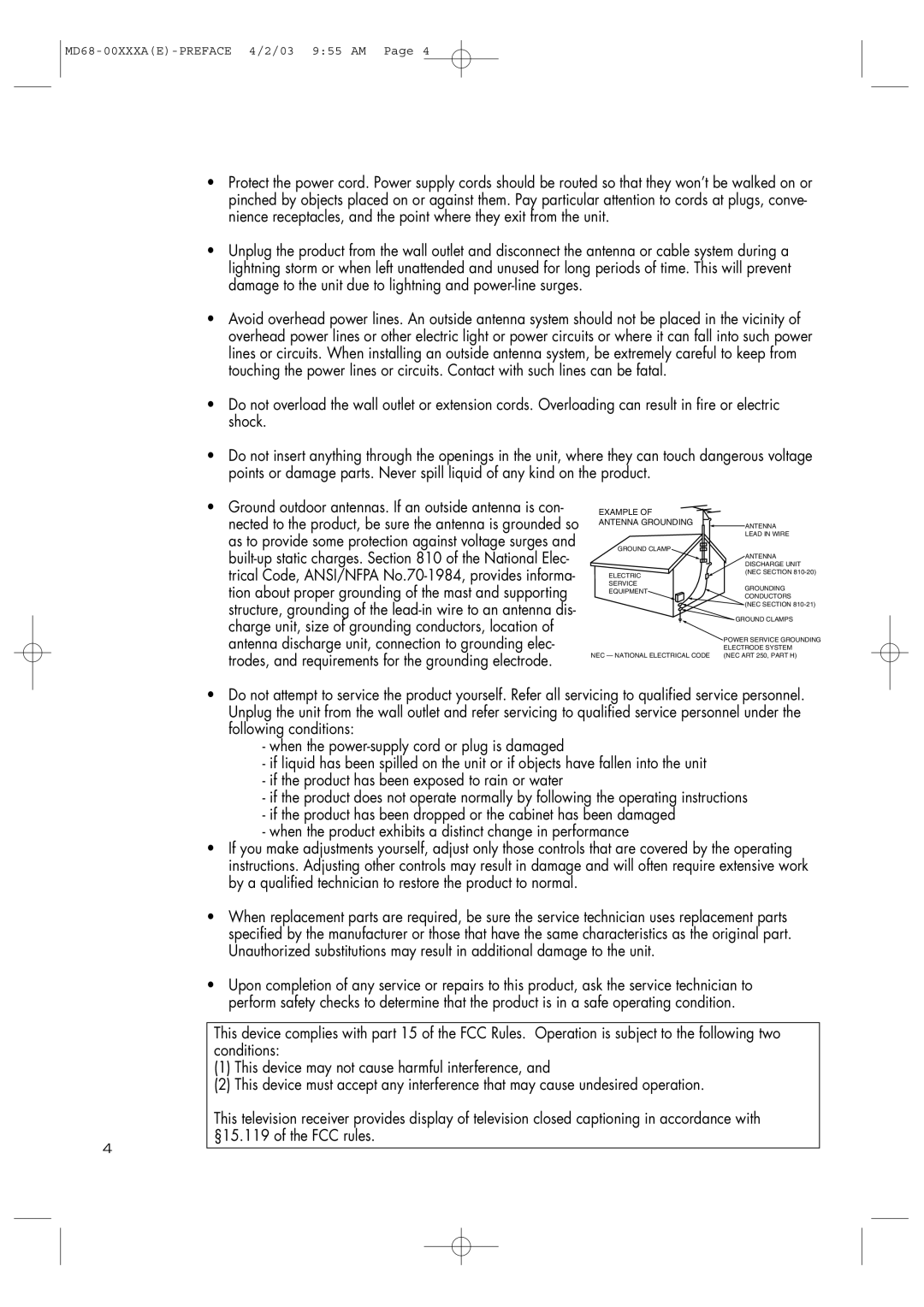 Samsung SIR-T351 manual Example Antenna Grounding 